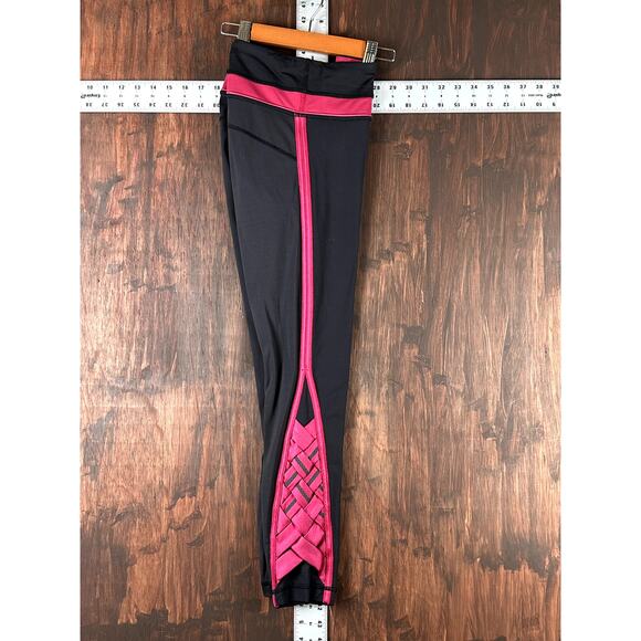 Lululemon Pace Tight Special Edition Weave 7/8 Leggings Pink Black Womens 6 EUC - Picture 4 of 8